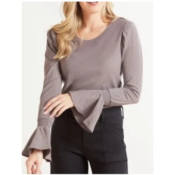 Nation LTD Penny Flounce Sleeve V-Neck Top - Purple Size Small - Picture 1 of 8